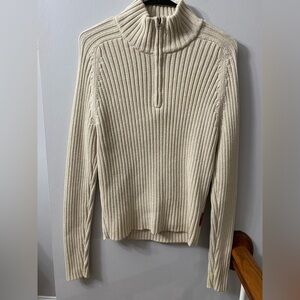 Abercrombie & Fitch Y2K Cream Knit 1/4 zip Muscle Fit Sweater